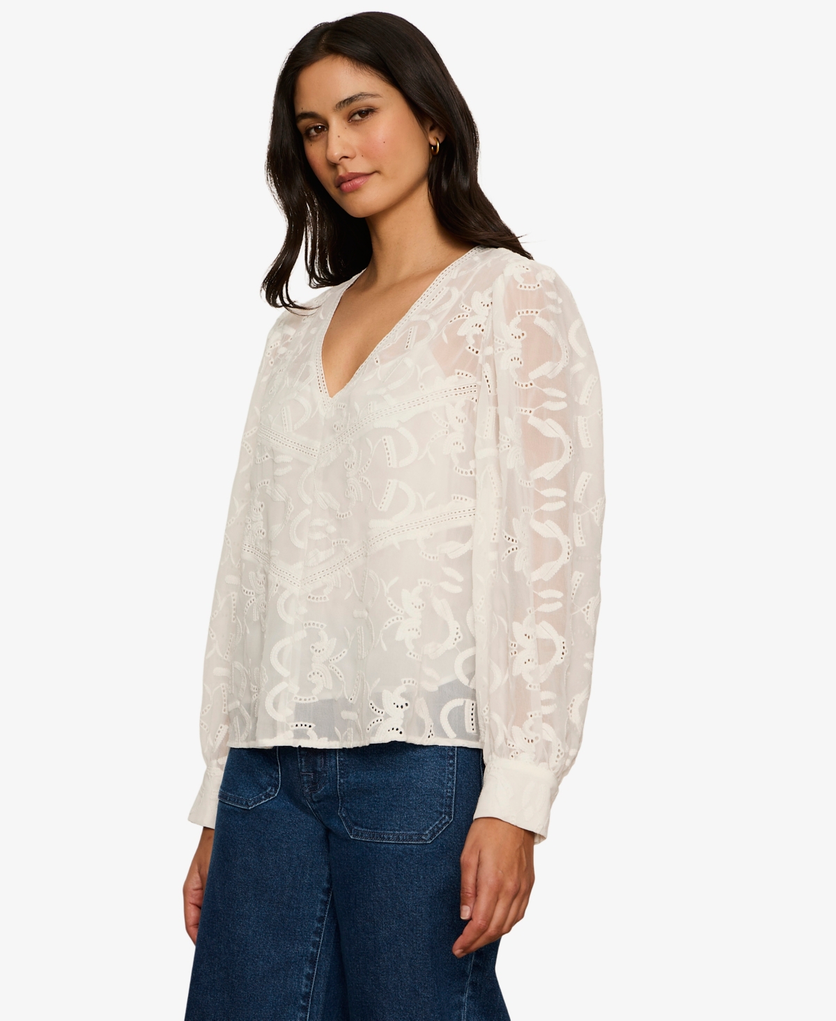 Sanctuary Women's Long-Sleeve Embroidered Blouse