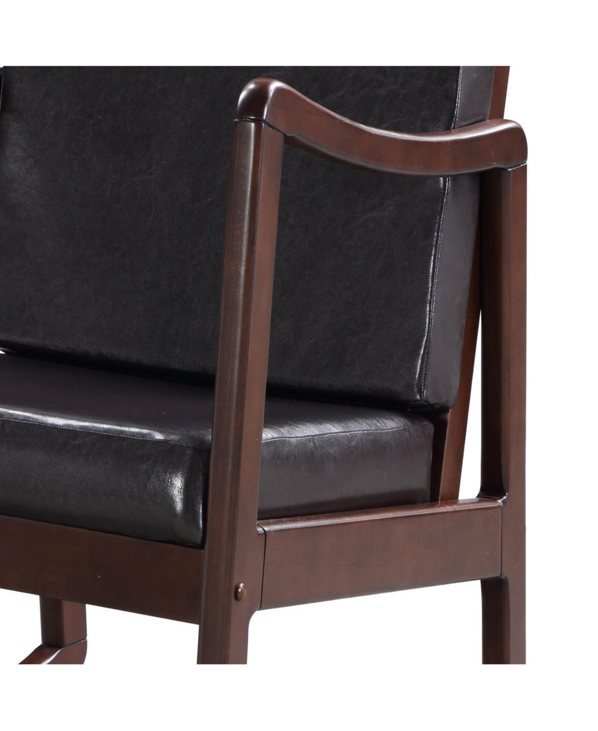Flynama Dark Brown and Espresso Contemporary Rocking Chair with Armrest Removable Foam Cushions Faux Leather Upholstery