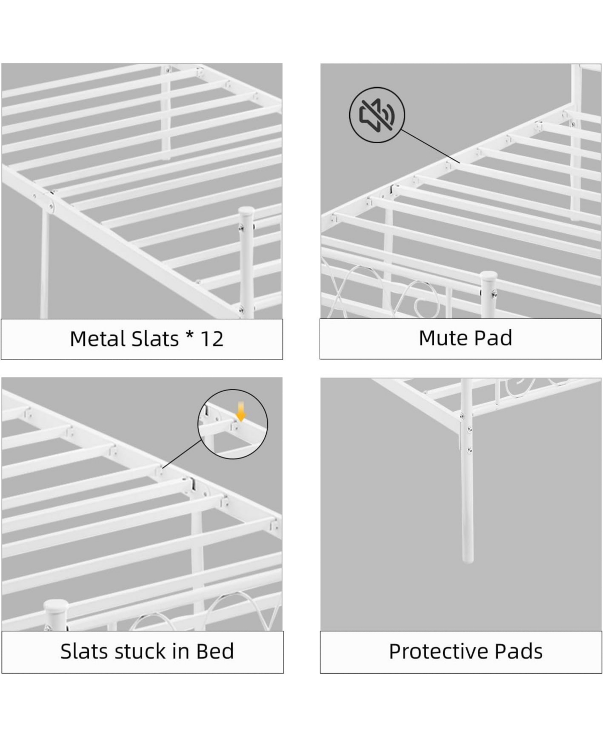 gaomon Bed Frame with Headboard and Footboard for Girls Boys, Metal Platform Iron-Art Sweet Heart, Under Storage