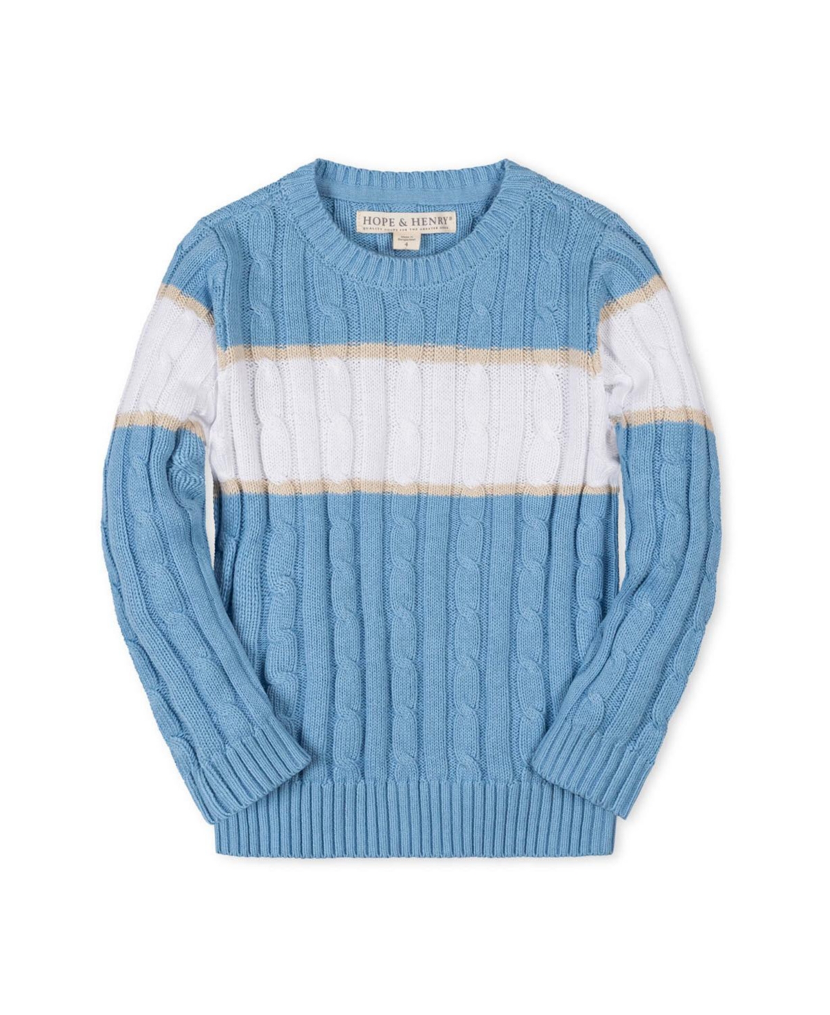 Hope & Henry Boys Organic Cable Crewneck Pullover Sweater