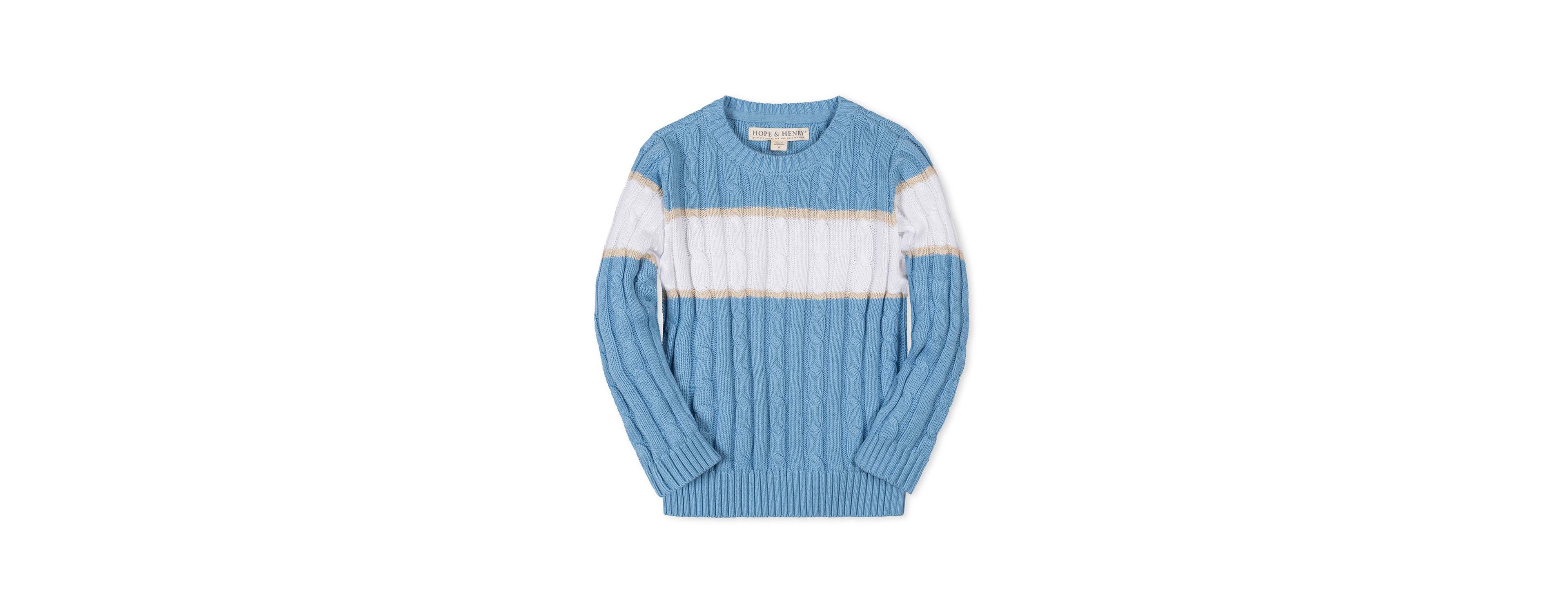 Hope & Henry Boys Organic Cable Crewneck Pullover Sweater