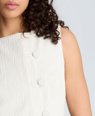 Women's Boat Neck Button Front Sheath Short Dress