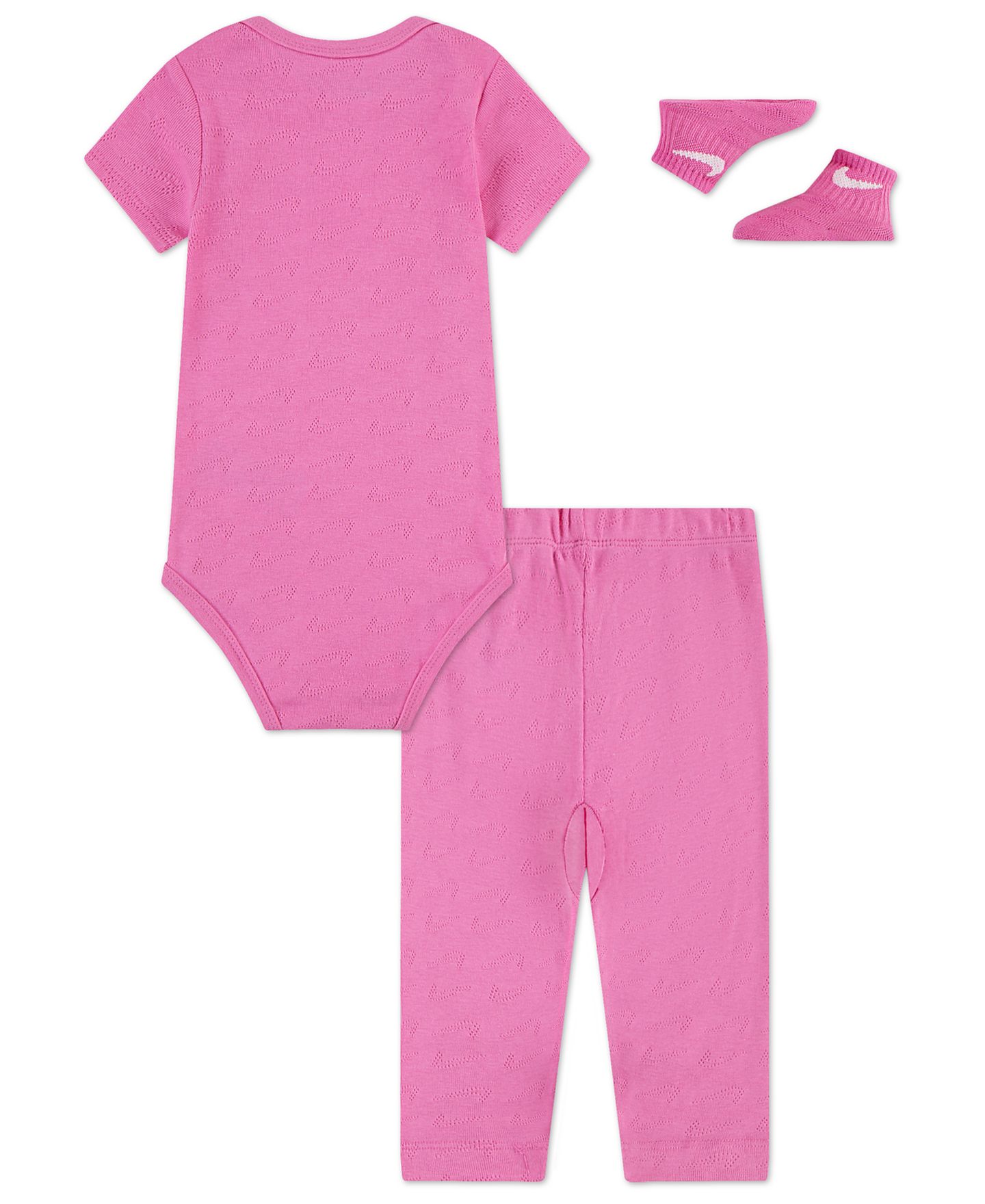 Комплекты Nike Baby Girls' Pointelle Bodysuit, Pants and Socks, 3-Piece Set, цвет: Розовый — фото 2