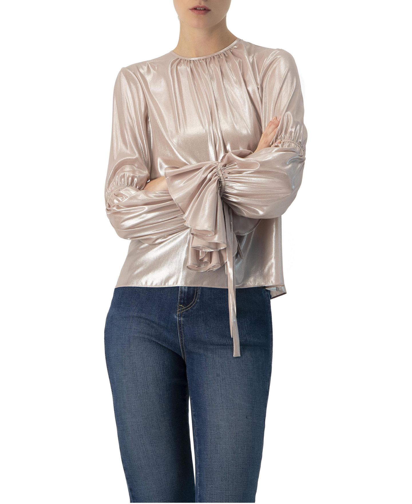 Женская блузка Ivonne Straight Metallic Sheer, цвет: Пыльный розовый — фото 1