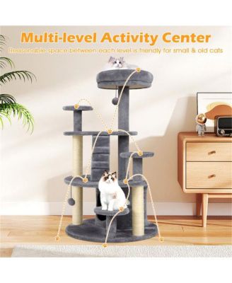 Cat Tree for Munchkin & Senior Cats, 40-Inch with Stable Wide Base, Soft Padded Perches & Large Condo for Easy Access