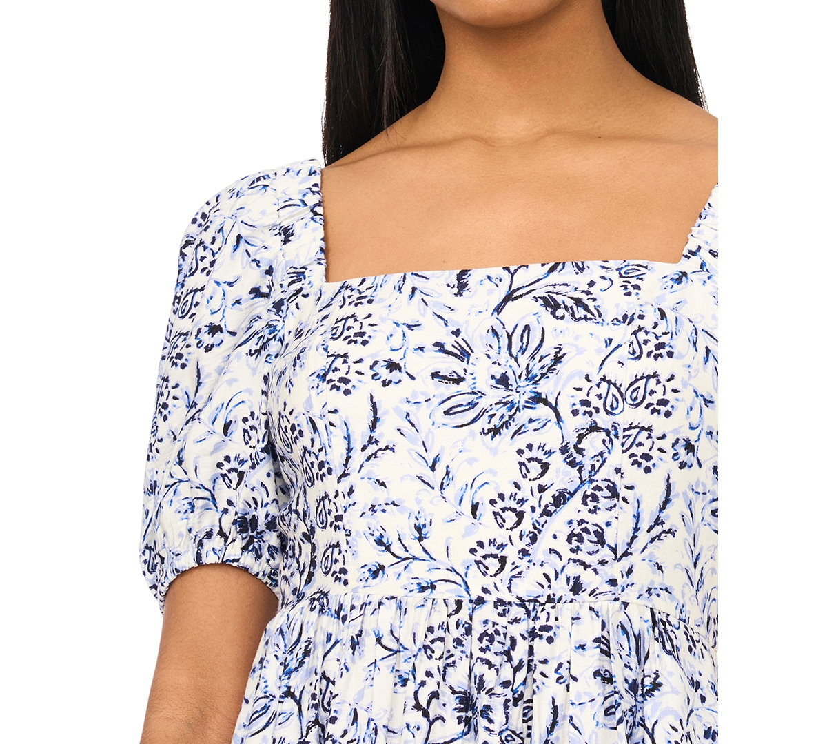 Msk Women's Short-Sleeve Square Neck Maxi Dress