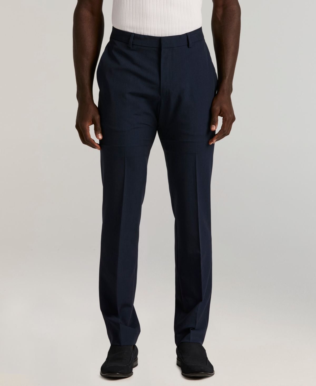 Perry Ellis Portfolio Men's Slim-Fit Flat Front Dress Pants - Indigo