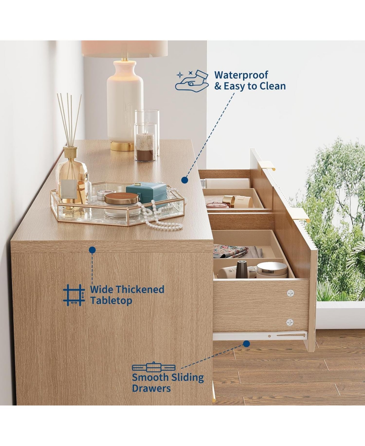 gaomon 8 Drawer Fluted Dresser for Bedroom, 55" Wide Modern Chest of Drawers with Metal Handle, Fluted Wood Tv Stand