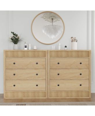 3 Drawer Dresser for Bedroom, 31.5" Wide Fluted Chest of Drawers, Modern Wooden Nightstand Storage Cabinet for Kids Room, Living Room