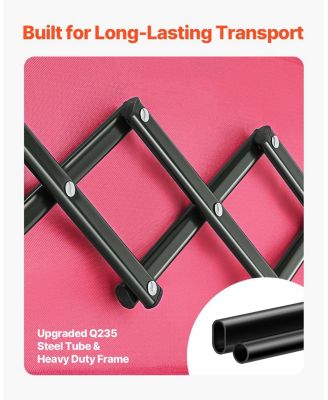 120L Pink & Black Folding Wagon with All-Terrain Wheels & Adjustable Handle