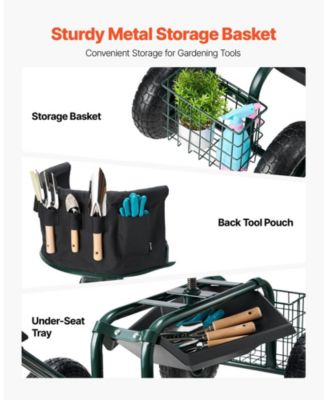 Adjustable Garden Stool with 360° Swivel Seat & Ergonomic Backrest