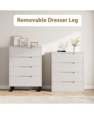 4 Drawer Wooden Freestanding Tall Storage Dresser, 41.5 Inch Vertical Drawer Cabinet