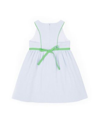 Little Girls Check Seersucker Dress With Golf Cart