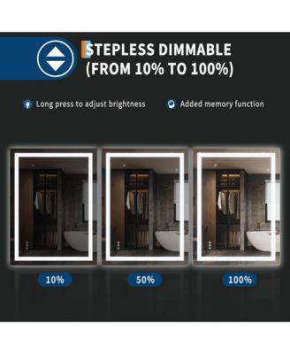 LED Bathroom Mirror with Front and Backlit Illumination, Dimmable Smart Vanity Mirror with Anti-Fog Feature, Memory Function