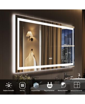 LED Bathroom Mirror with Lights, Front Lit + Backlit Vanity Mirror for Wall, Dimmable Lighted Bathroom Vanity Mirror, Anti-Fog, Memory Function