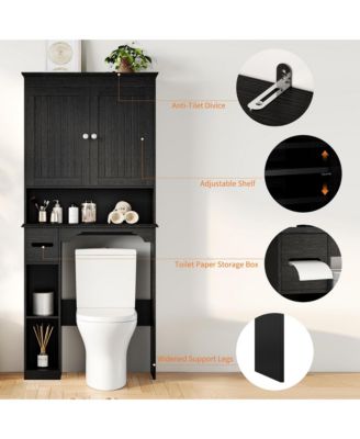 Over The Toilet Storage Cabinet, Bathroom Organizer, Space-Saving Farmhouse Toilet Shelf with Paper Holder