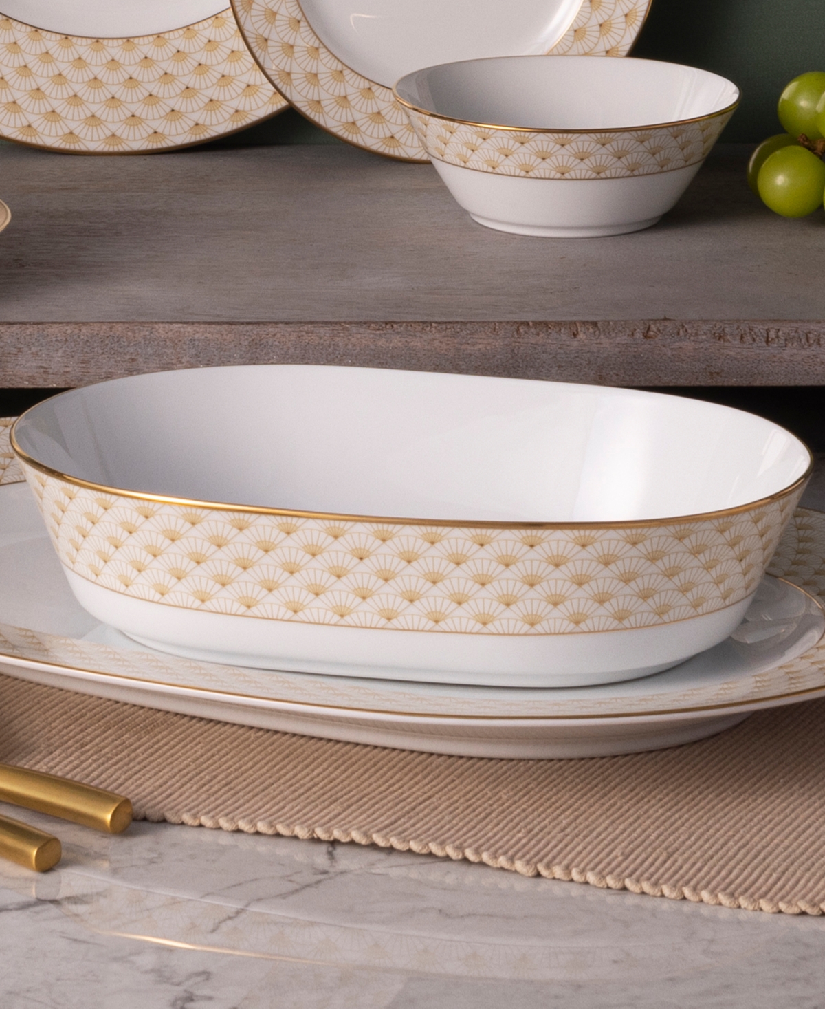Noritake Trocadero Gold-Tone Oval Vegetable Bowl