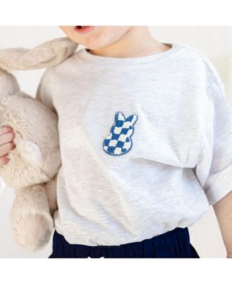 Boys Checkered Bunny Patch Easter Short Sleeve T-Shirt