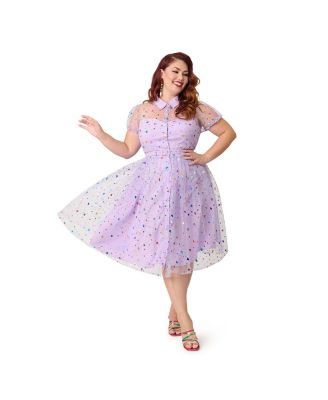 Plus Size 1950s Short Sleeve Collared Hollie Swing Dress