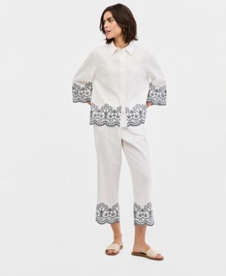 Women's Embroidered Button-Front Shirt