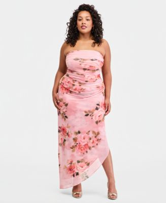 Emerald Sundae Trendy Plus Size Floral Print Strapless Maxi Dress - Macy's