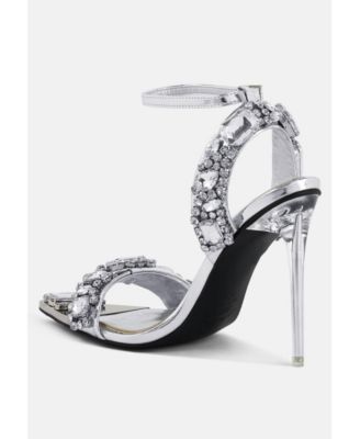 Womens Blingy Diamante Embellished Stiletto Sandals