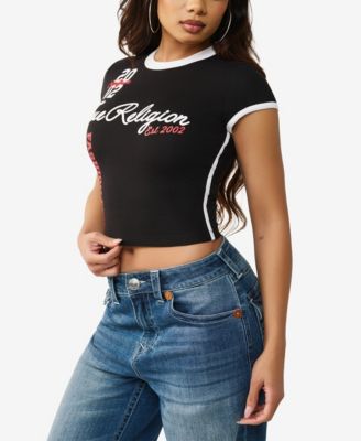 Women's Contrast Sporty Cap Sleeve T-Shirt