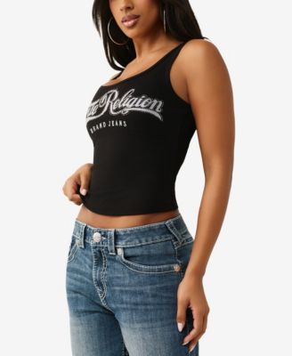 Women's Crystal Square Neck Rib Tank