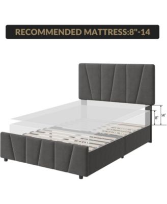 gaomon Twin Size Bed Frame with Adjustable Headboard and 2 Storage Drawers