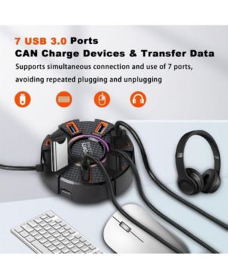 USB Hub 7 Ports - Multiport USB A 3.0 Hub Splitter,USB Adapter Extender for Laptop, Desktop, PC, Console