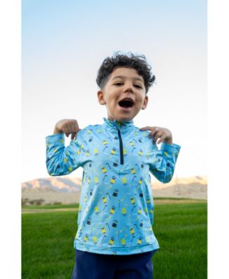 Toddler Boys Golf Print Performance Knit Half Zip
