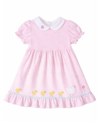 Baby Girl Stripe Knit Dress With Flowers, Hen & Chicks