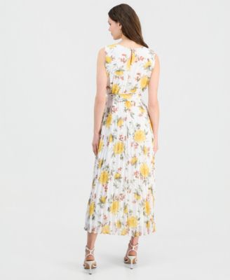 Petite Printed Pleated Maxi Dress