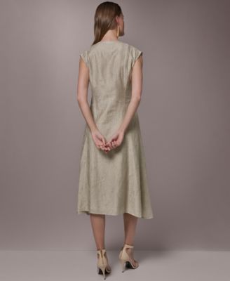 Women's Embroidered Belted Dress