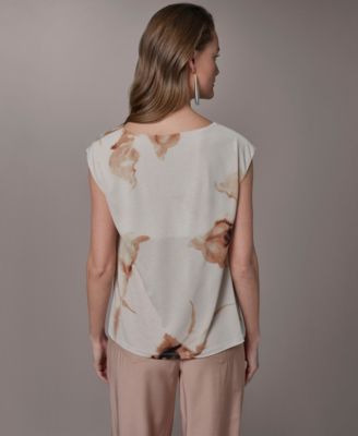 Women's Printed Asymmetric Neck Top