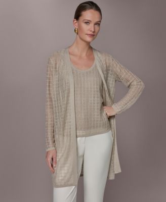 Women's Grid Pattern Long-Sleeve Cardigan