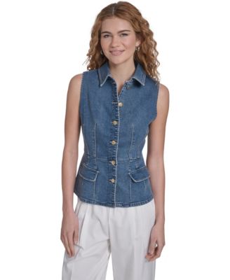Women's Button Front Denim Vest