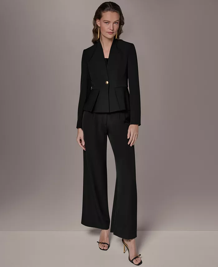 Petite Collarless One Button Blazer