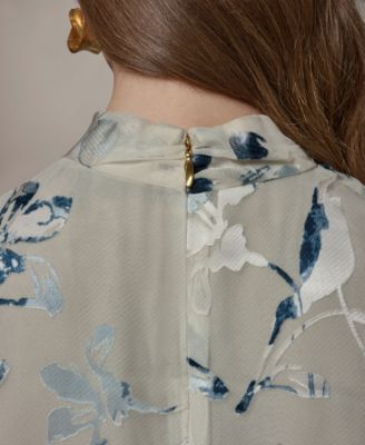 Petite Flocked Floral Top