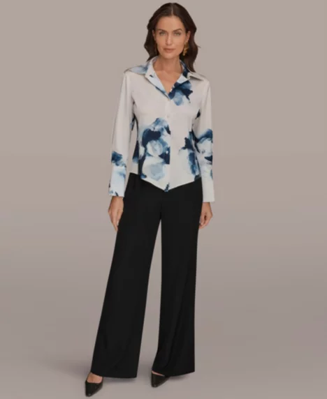 Petite Long-Sleeve Shirt - Nightfall/Sea Mist Multi