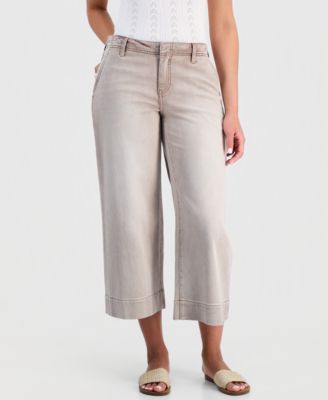Juniors' Weekender Cropped Wide Leg Jeans