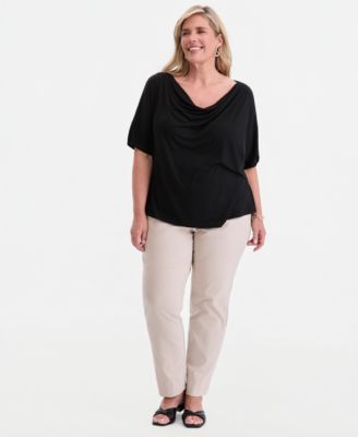 Plus Size Cowl-Neck Flutter-Sleeve Top