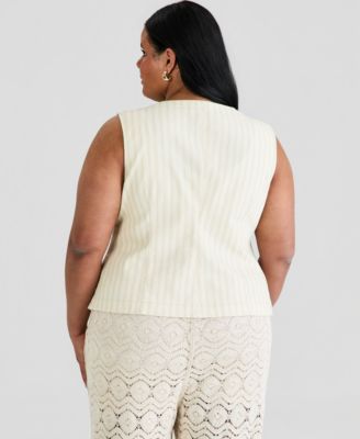Trendy Plus Size Split-Hem Pocketed Vest