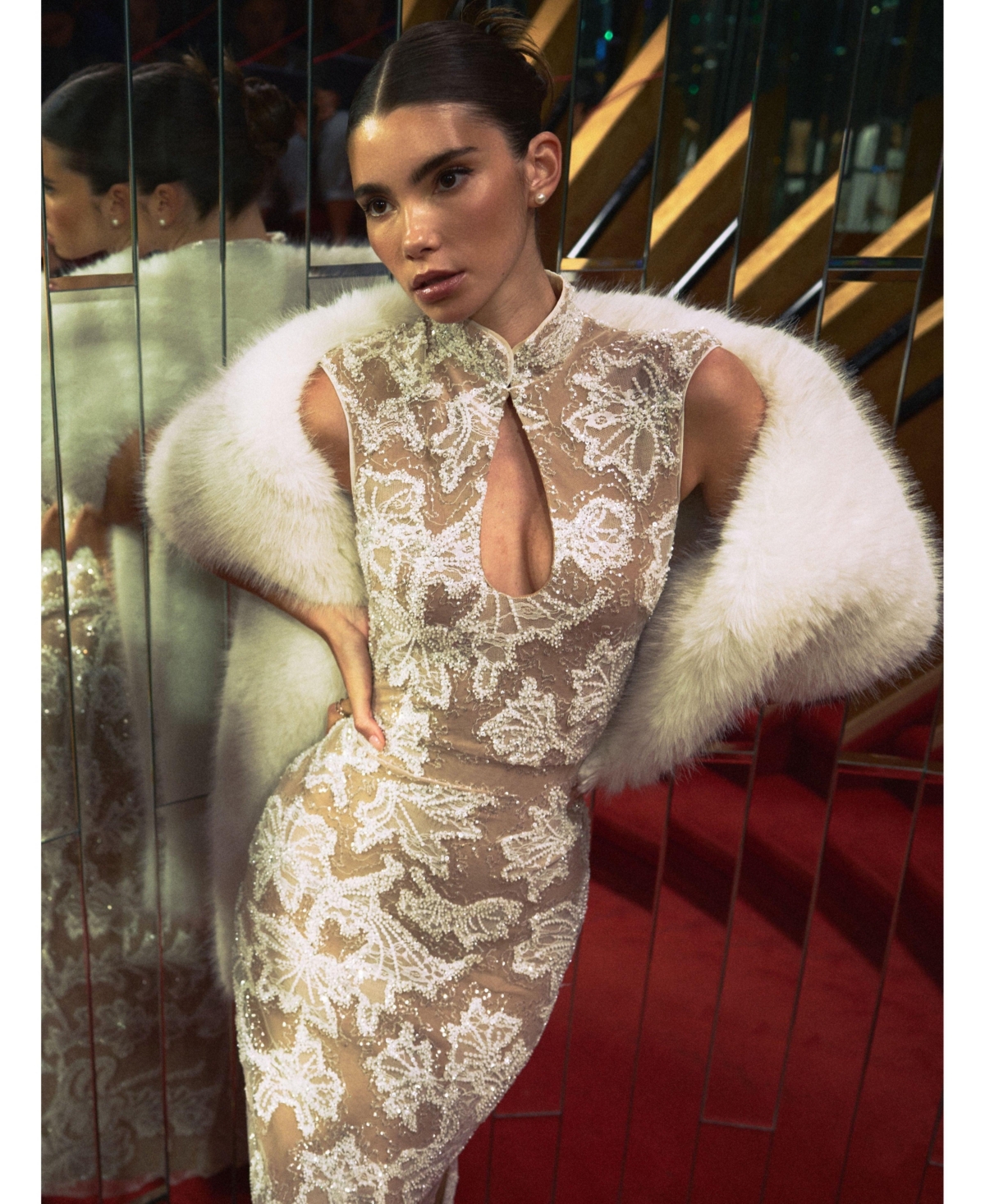 Miss Circle Women's Tavia Beaded Teardrop Neckline Maxi Dress