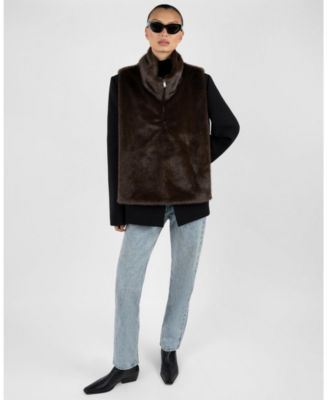 Women's Faux Fur Mock neck Vest