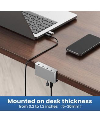 4-Port USB C Clamp Hub- Non-Slip Adjustable Design, for Office/Home, Ideal for Laptop & Desktop Users
