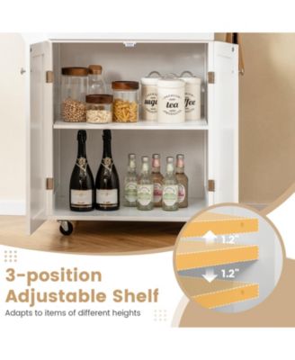 Rolling Kitchen Island Cart with Spice Rack and Adjustable Shelf, Storage Organizer