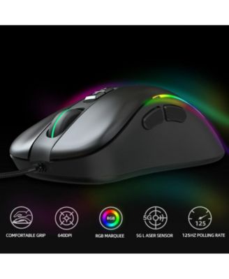 Wired Gaming Mouse, RGB Backlit Mouse with 8000 DPI Adjustable, Ergonomic Comfort Grip for PC Gamers, Office & Home Use