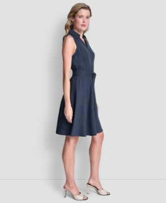 Women's Sleeveless Button-Front Shirt Dress
