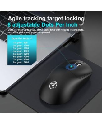 Tri-Mode Wireless Gaming Mouse, 6400 DPI Adjustable, 72g Lightweight, USB-C Rechargeable, 500mAh Battery, Compatible with PC, Laptop, Mac